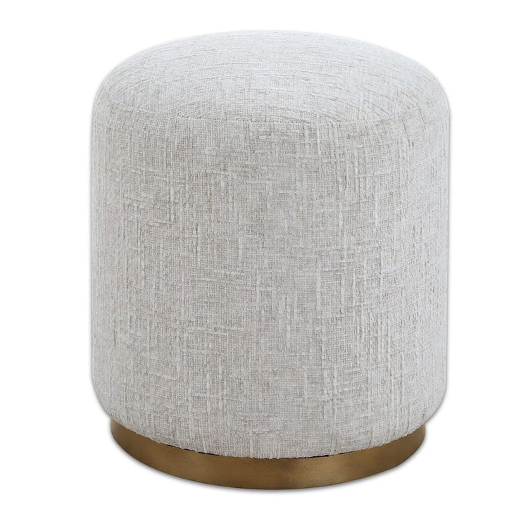 Casa Bella Living Off White Ottoman Finished With Antique Brass Iron Base