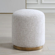 Casa Bella Living Off White Ottoman Finished With Antique Brass Iron Base