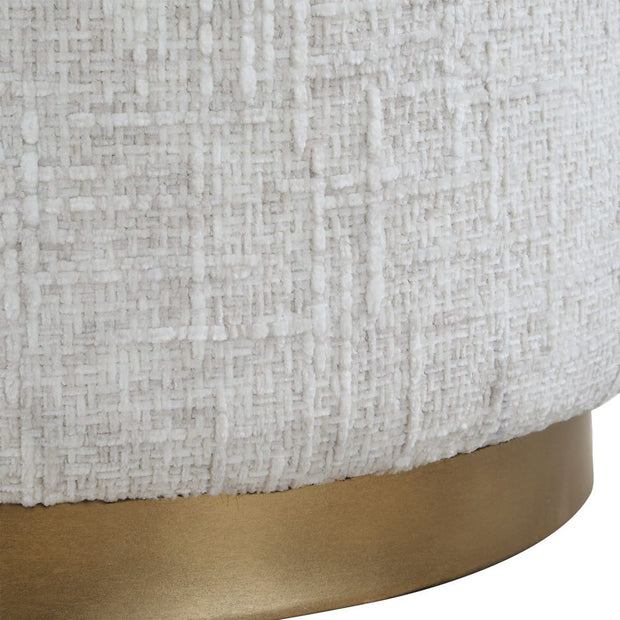 Casa Bella Living Off White Ottoman Finished With Antique Brass Iron Base