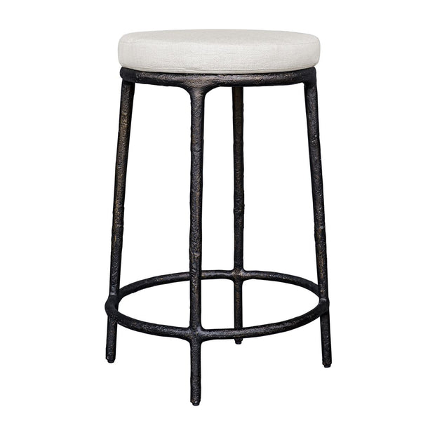 Uttermost Thayer Outdoor Counter Stool With Oyster White Cushion