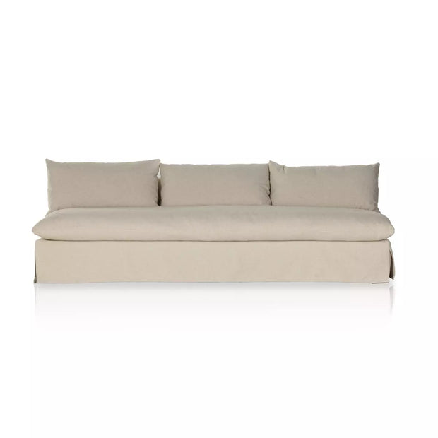 Four Hands Grant Sectional Slipcovered Armless Sofa 94” ~ Antwerp Natural Performance Fabric Slipcover