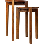 Surya Abuja Modern Wood Round Set of 2 Accent Side Tables