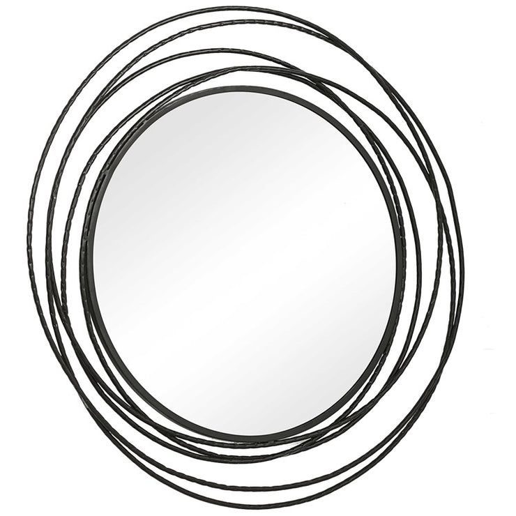 Uttermost Whirlwind Black Iron Round Mirror