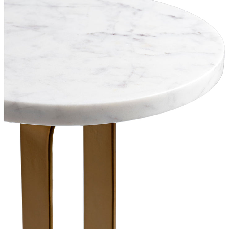 Surya Bendigo Modern White Marble Top With Brass Base Round End Table