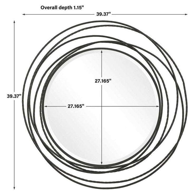 Uttermost Whirlwind Black Iron Round Mirror