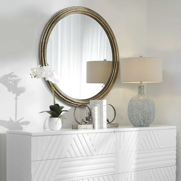 Uttermost Spera Anriqued Gold Iron Round Mirror