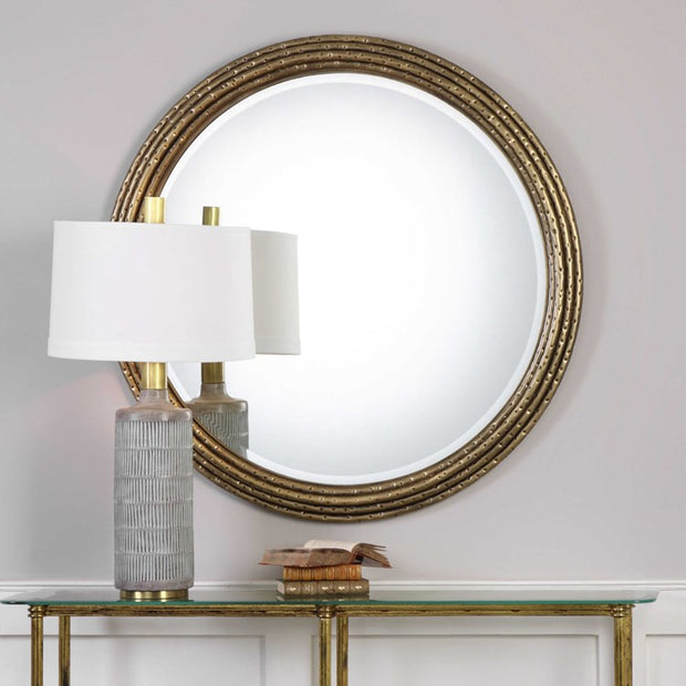 Uttermost Spera Anriqued Gold Iron Round Mirror