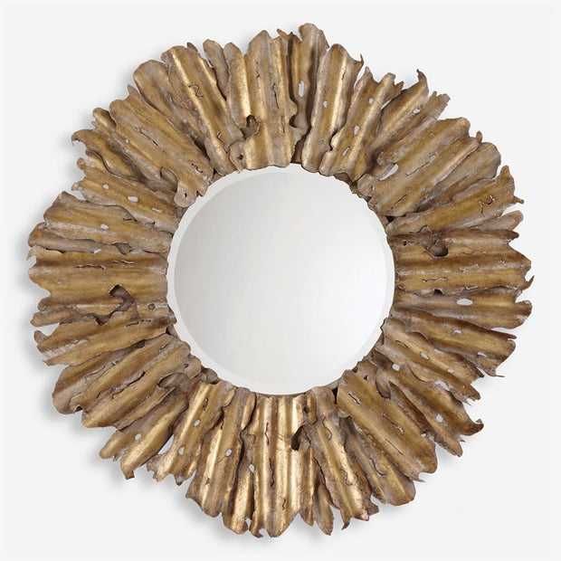 Uttermost Hemani Antiqued Gold Leaf Round Mirror
