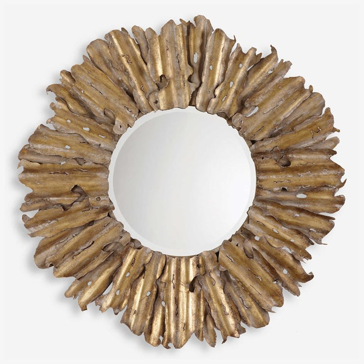 Uttermost Hemani Antiqued Gold Leaf Round Mirror