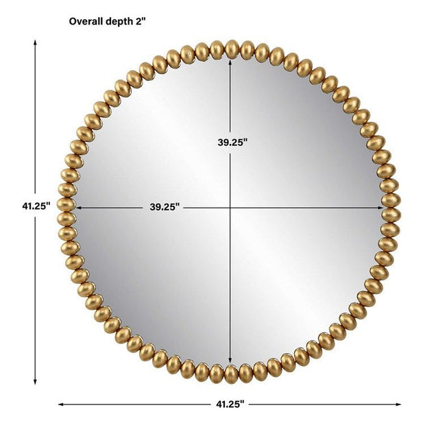 Uttermost Byzantine Antiqued Gold Leaf Beaded Round Mirror