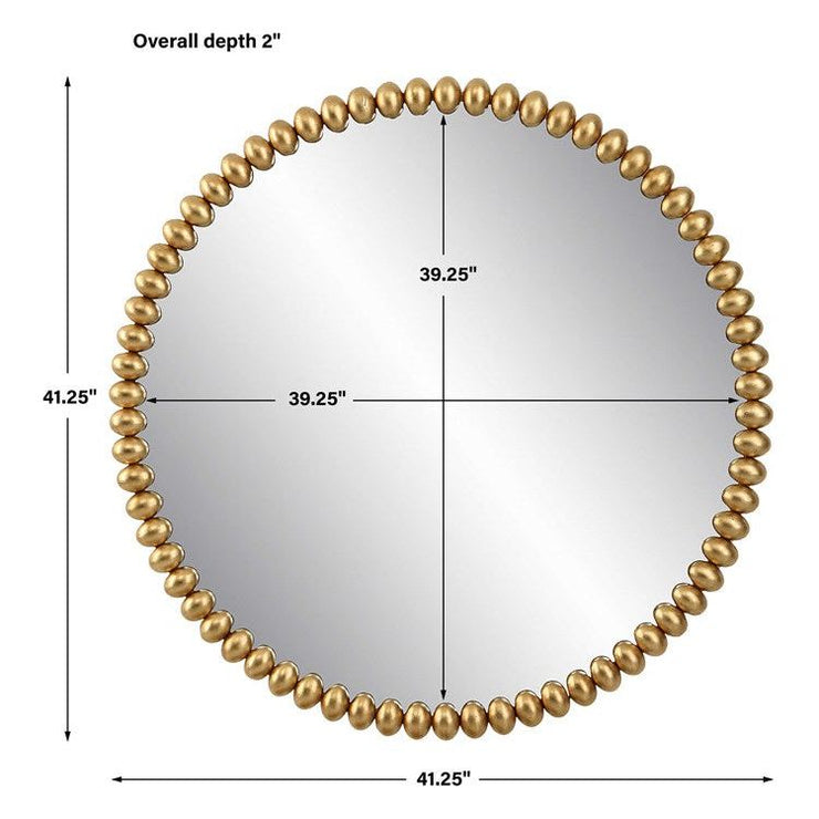 Uttermost Byzantine Antiqued Gold Leaf Beaded Round Mirror