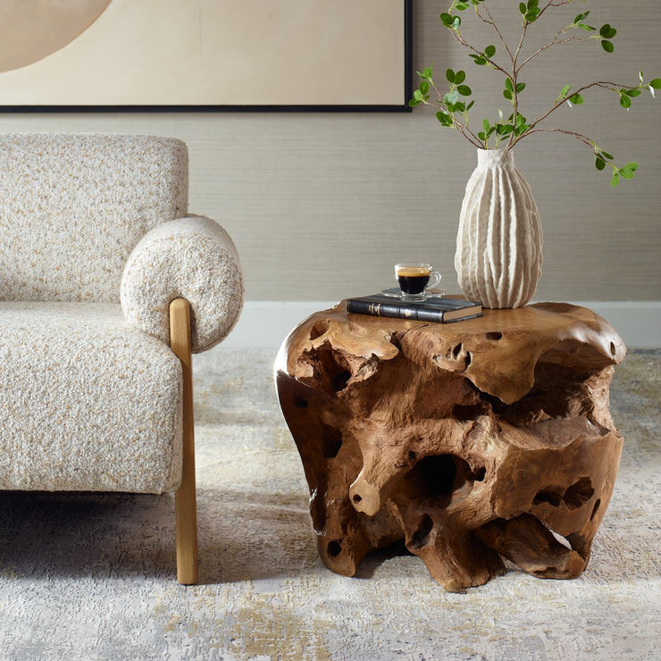 Uttermost Sola Natural Teak Wood Side Table ~ Indoor And Outdoor Use