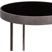 Surya Melton Modern Black Glass & Metallic Nickel Base Round Side Table
