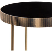 Surya Melton Modern Black Glass & Metallic Brass Base Round Side Table