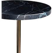 Surya Mackay Modern Black Marble Top with Metallic Base Round Drink Table