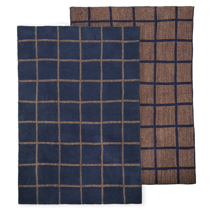 Kashwere Ultra Plush Window Pane Heathered Throw in Dark Navy, Walnut and Praline