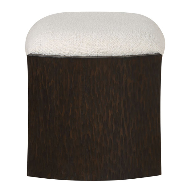 Uttermost Port Walnut Small Bench With White Upholstered Seat Cushion