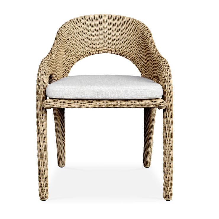 Uttermost Kavali Honey All Weather Wicker Outdoor Dining Chair With Oyster White Cushion