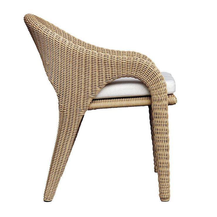 Uttermost Kavali Honey All Weather Wicker Outdoor Dining Chair With Oyster White Cushion