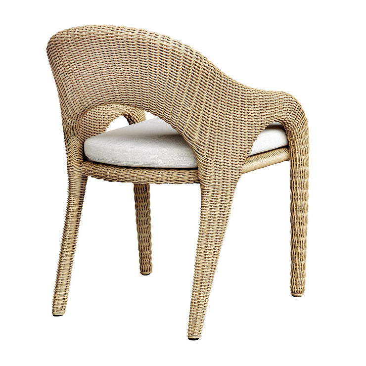 Uttermost Kavali Honey All Weather Wicker Outdoor Dining Chair With Oyster White Cushion