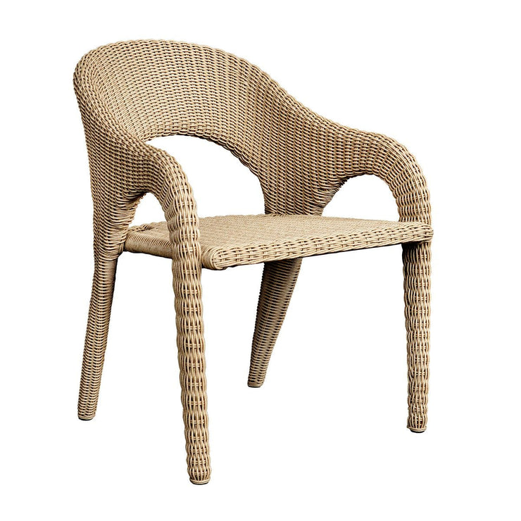 Uttermost Kavali Honey All Weather Wicker Outdoor Dining Chair With Oyster White Cushion