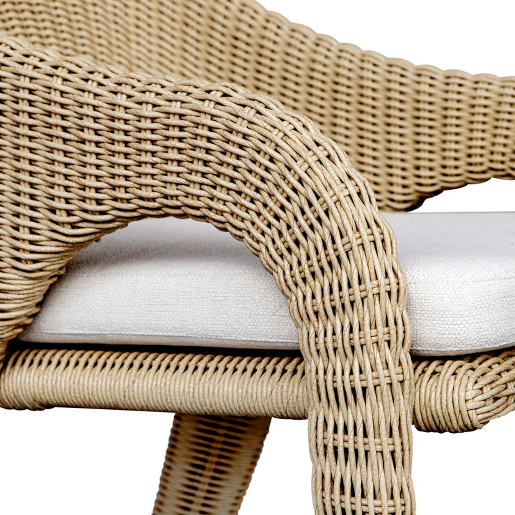 Uttermost Kavali Honey All Weather Wicker Outdoor Dining Chair With Oyster White Cushion