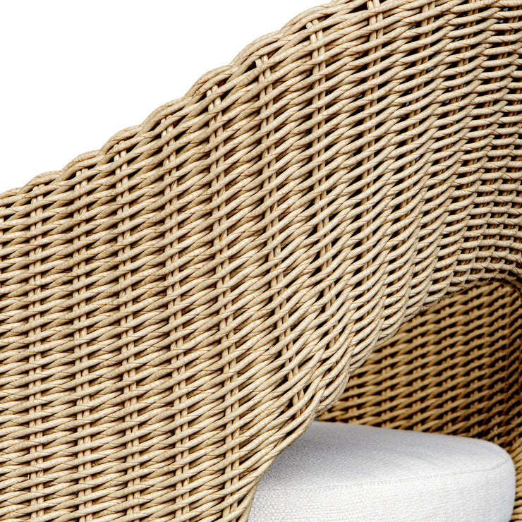 Uttermost Kavali Honey All Weather Wicker Outdoor Dining Chair With Oyster White Cushion