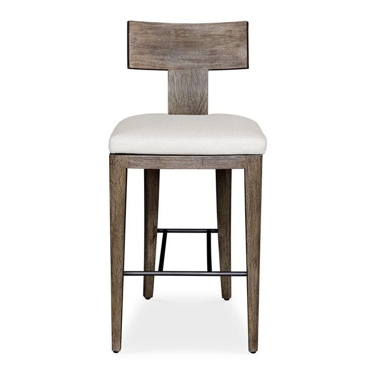 Uttermost Cellini Weathered Gray Mahogany Wood Outdoor Bar Stool