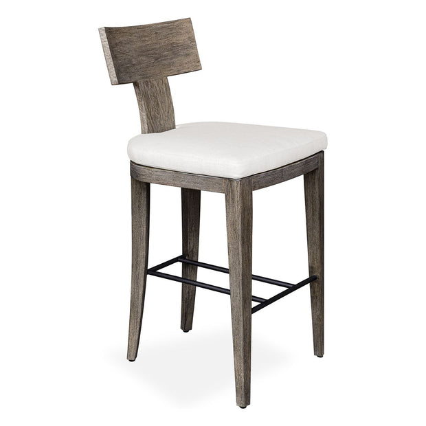Uttermost Cellini Weathered Gray Mahogany Wood Outdoor Bar Stool