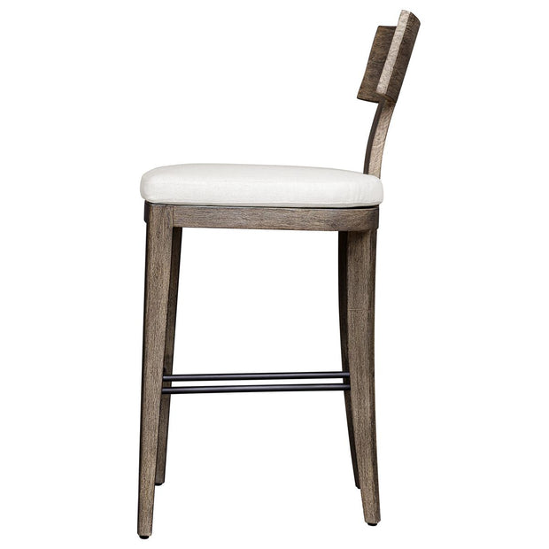 Uttermost Cellini Weathered Gray Mahogany Wood Outdoor Bar Stool