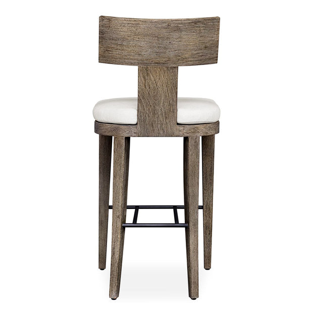 Uttermost Cellini Weathered Gray Mahogany Wood Outdoor Bar Stool