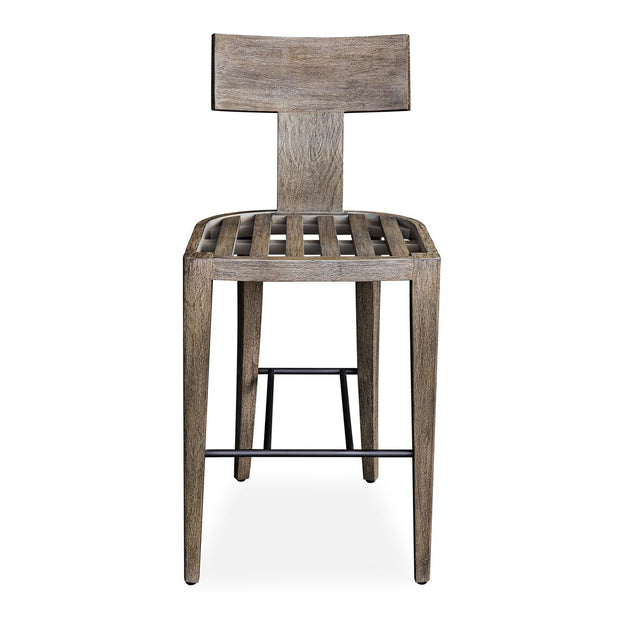 Uttermost Cellini Weathered Gray Mahogany Wood Outdoor Bar Stool