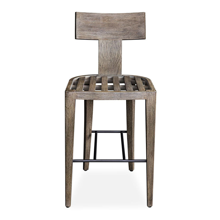 Uttermost Cellini Weathered Gray Mahogany Wood Outdoor Bar Stool