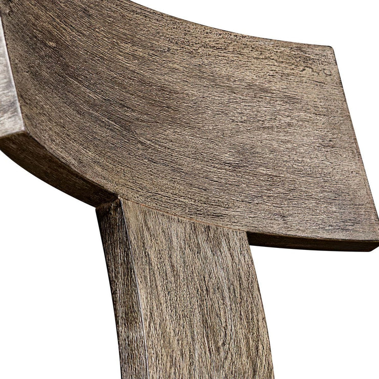 Uttermost Cellini Weathered Gray Mahogany Wood Outdoor Bar Stool