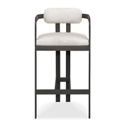Uttermost Kalmar Java Black Outdoor Bar Stool With Oyster White Fabric Plush Seat Cushion