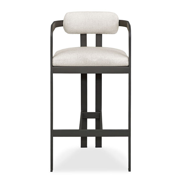Uttermost Kalmar Java Black Outdoor Bar Stool With Oyster White Fabric Plush Seat Cushion