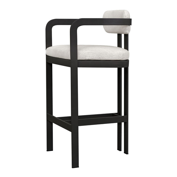 Uttermost Kalmar Java Black Outdoor Bar Stool With Oyster White Fabric Plush Seat Cushion