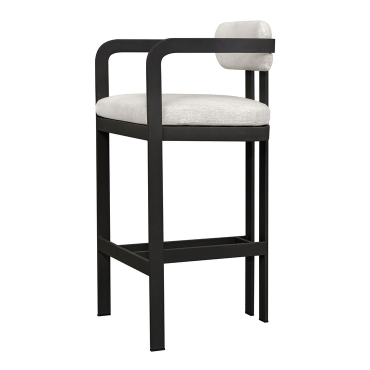 Uttermost Kalmar Java Black Outdoor Bar Stool With Oyster White Fabric Plush Seat Cushion