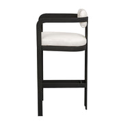 Uttermost Kalmar Java Black Outdoor Bar Stool With Oyster White Fabric Plush Seat Cushion