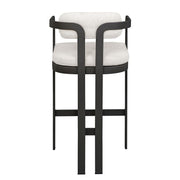 Uttermost Kalmar Java Black Outdoor Bar Stool With Oyster White Fabric Plush Seat Cushion