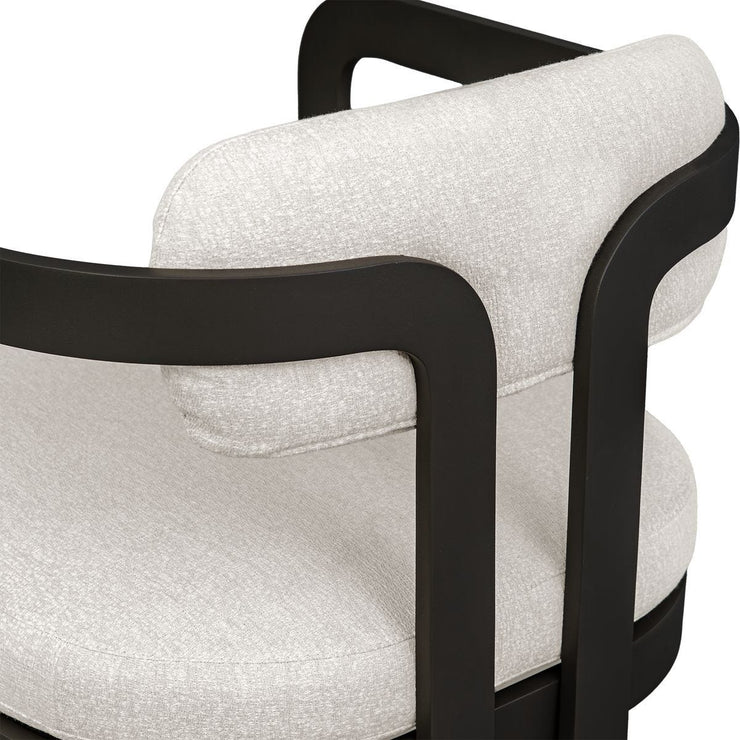 Uttermost Kalmar Java Black Outdoor Bar Stool With Oyster White Fabric Plush Seat Cushion