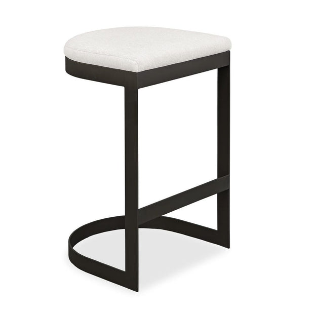 Uttermost Maude Java Black Outdoor Bar Stool With Plush Taupe Fabric Cushion Seat