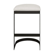 Uttermost Maude Java Black Outdoor Bar Stool With Plush Taupe Fabric Cushion Seat