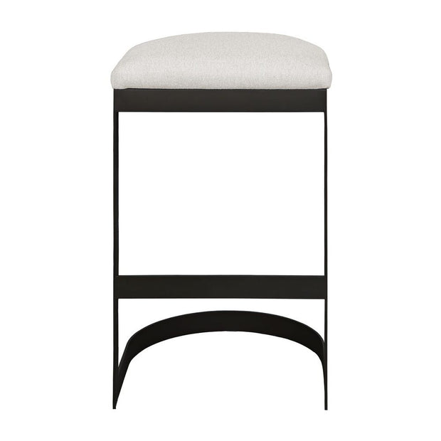 Uttermost Maude Java Black Outdoor Bar Stool With Plush Taupe Fabric Cushion Seat