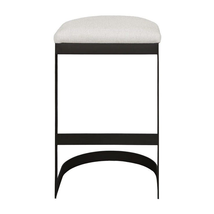 Uttermost Maude Java Black Outdoor Bar Stool With Plush Taupe Fabric Cushion Seat