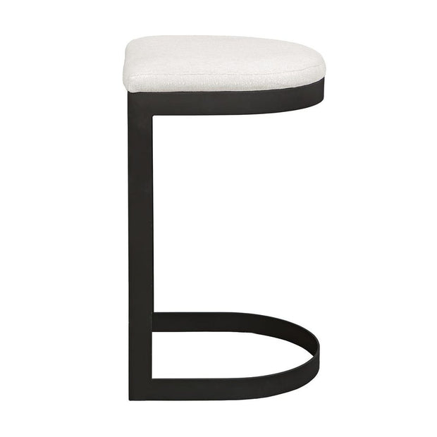 Uttermost Maude Java Black Outdoor Bar Stool With Plush Taupe Fabric Cushion Seat
