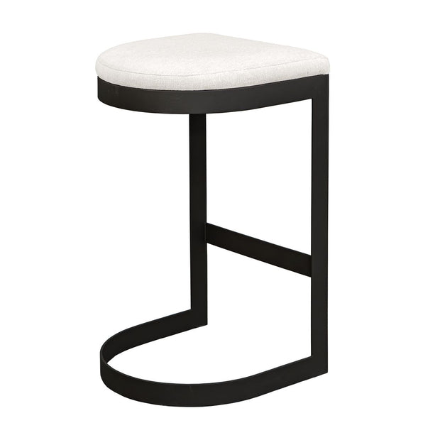 Uttermost Maude Java Black Outdoor Bar Stool With Plush Taupe Fabric Cushion Seat