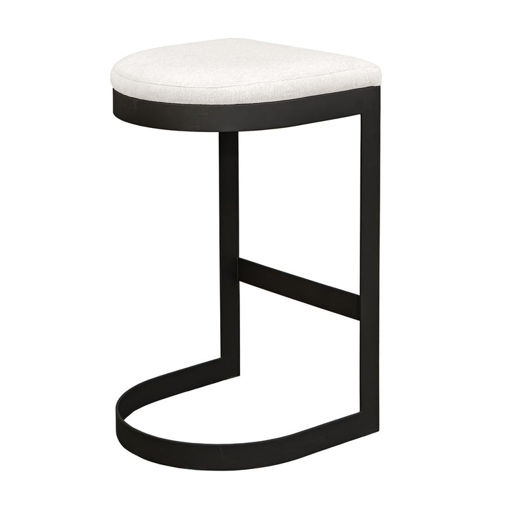 Uttermost Maude Java Black Outdoor Bar Stool With Plush Taupe Fabric Cushion Seat