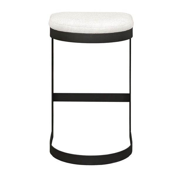 Uttermost Maude Java Black Outdoor Bar Stool With Plush Taupe Fabric Cushion Seat