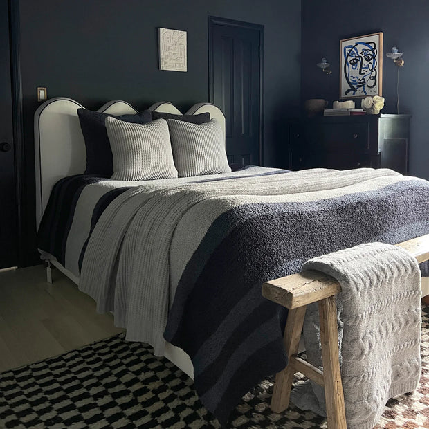 Kashwere Ultra Plush Stone Waffle Weave Queen Blanket